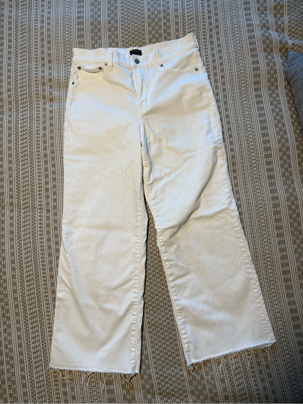 J. Crew Factory White Cropped Wide-Leg Jeans - Size 28